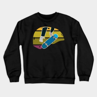 Colorful Retro Skateboard Helmet with Kickflip Crewneck Sweatshirt